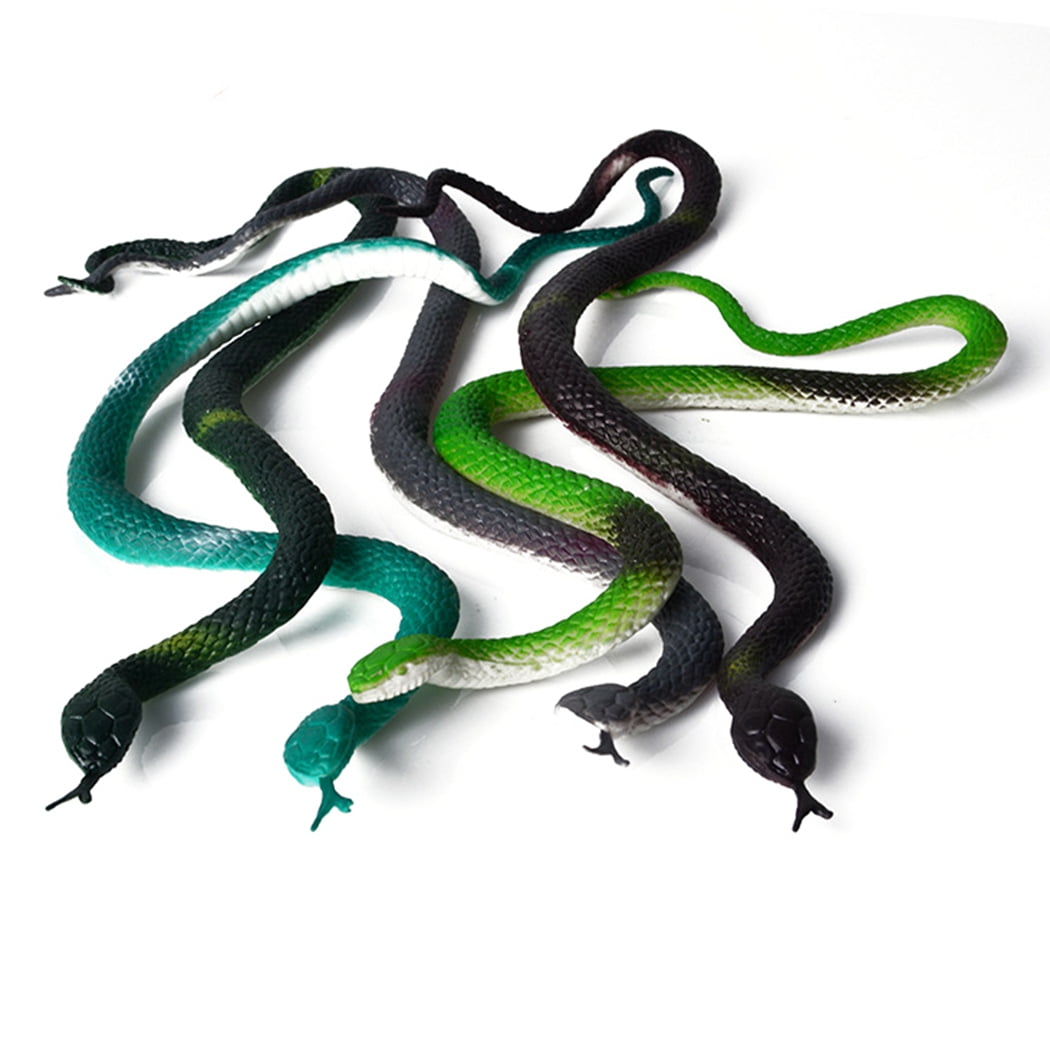 2 NEW GREEN RAIN FOREST RUBBER SNAKES 30" TOY REPTILE FAKE PRETEND JUNGLE SNAKE 