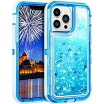 Entronix Heavy Duty Liquid Glitter Case for iPhone 12 Pro Max, Shockproof Soft TPU Cover Blue