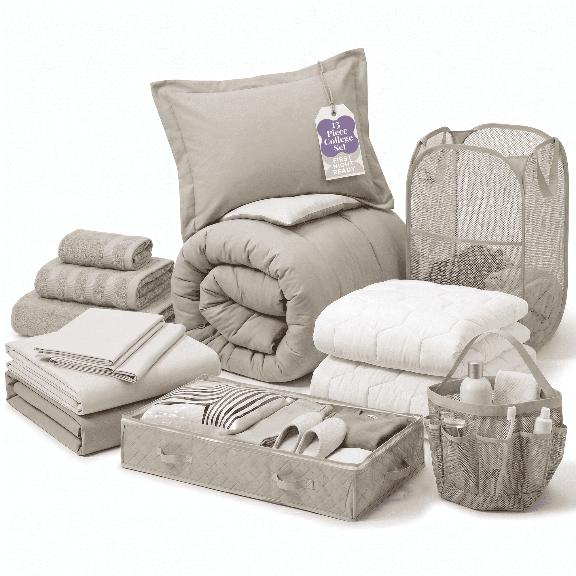 Nestl Back to College Dorm Room Essentials, Twin XL Comforter Sets, Dorm Bedding, Twin Xl Bed In a Bag with All Dorm Accessories and Bedding, Linen