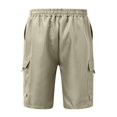 thumbnail image 4 of Men's Summer Quick-Dry Sports Shorts, Multi-Pocket Outdoor Shorts with Elastic Waist & Breathable Lining ,Khaki L, 4 of 4