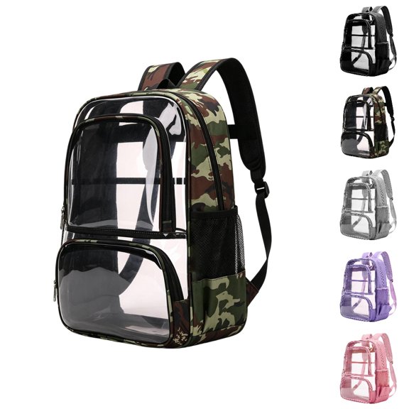 HJYCHN Clear Backpack Stadium Approved Privacy Design Multi Pocket Large Capacity School Bag School Backpack One Size