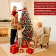 thumbnail image 4 of Arbol de Navidad Verde Nevado 2.10m Pino Navideño con Escarcha de Nieve, 4 of 11