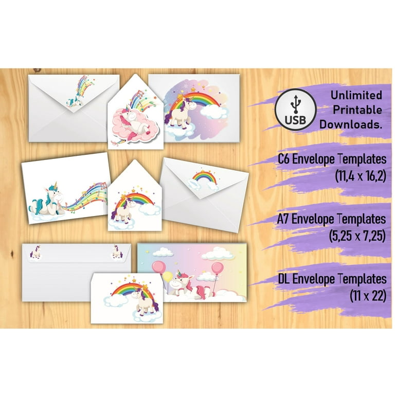 children s unicorn writing paper and envelope sets art and craft unlimited unicorn stationery print 3 different designs ruled and unruled usb flash drive fsp05 walmart com