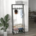 thumbnail image 3 of Hall Trees, Coat Rack with 10 Hooks, Entryway Bench with Storage, Multifunctional Hallway Organizer, Wood Look Accent Furniture with Metal Frame, for Entryway, Hallway, Front Door, 3 of 10