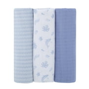 Parent's Choice Muslin Extra Large Swaddle 3-pack, Ocean, Blue, Infant Boy, Cotton
