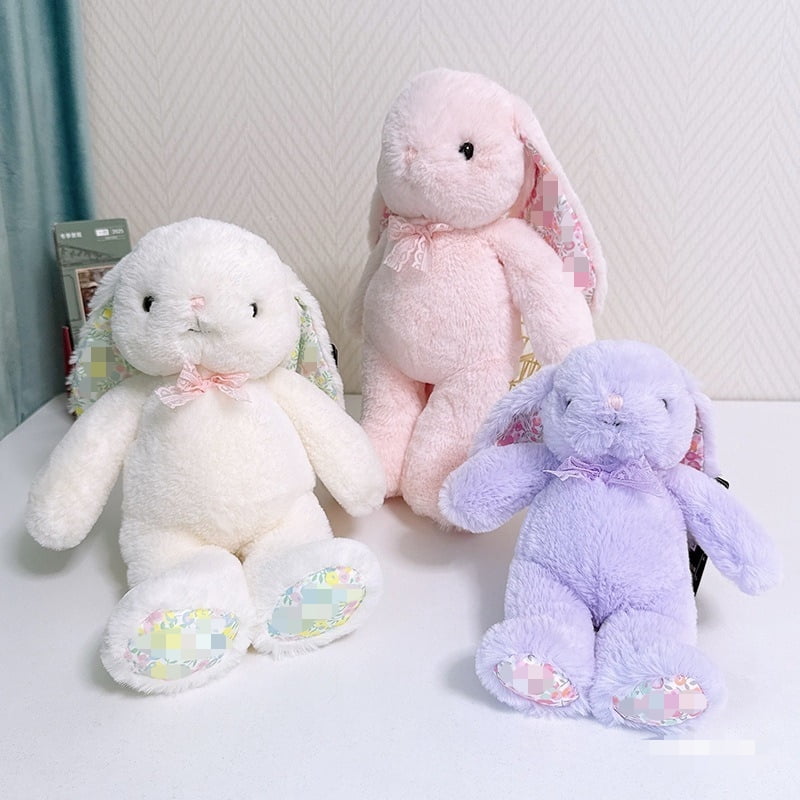 YTTAL Floral Lined Ear Lavender Bunny Plush - Cute Stuffed Animal | Perfect Easter Basket Stuffer & Cozy Home Accent