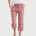 thumbnail image 2 of yillto Women Capris Pant Plaid Loose Summer Pants Cropped Straight Leg Cute Lounge Trousers with Pockets, 2 of 6