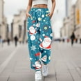 thumbnail image 2 of Fiaer Christmas Women's Sweatpants Baggy Plus Size Funny Graphic Xmas Pants Santa Printed Trendy Trousers Sky Blue L, 2 of 4