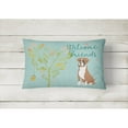 thumbnail image 2 of Carolines Treasures BB7582PW1216 Welcome Friends Flashy Fawn Boxer Canvas Fabric Decorative Pillow  12H x16W multicolor, 2 of 3