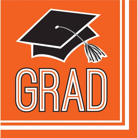 School Spirit Orange Beverage Napkins, 36pk