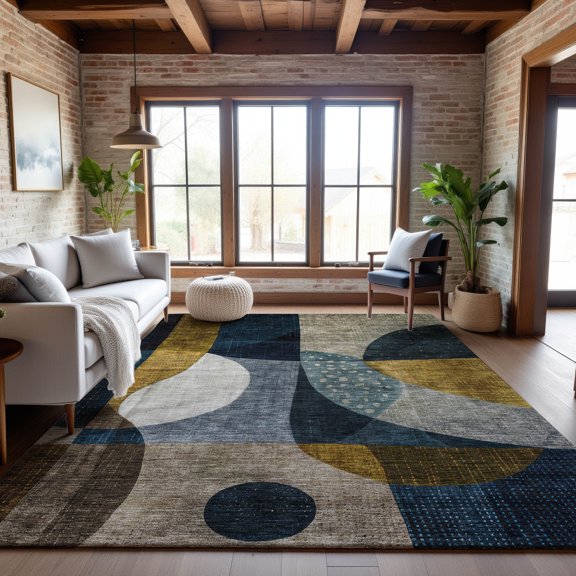 Addison Rugs Mayfield Premium Machine Washable Transitional Contemporary Blue Rectangle Rug, 5' x 7'6"