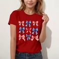 thumbnail image 2 of Maean Girls Bow Graphic Shirts Summer Short Sleeve Loose Tshirts Kids Cute Printed Independence Day Tee Tops, 2 of 4