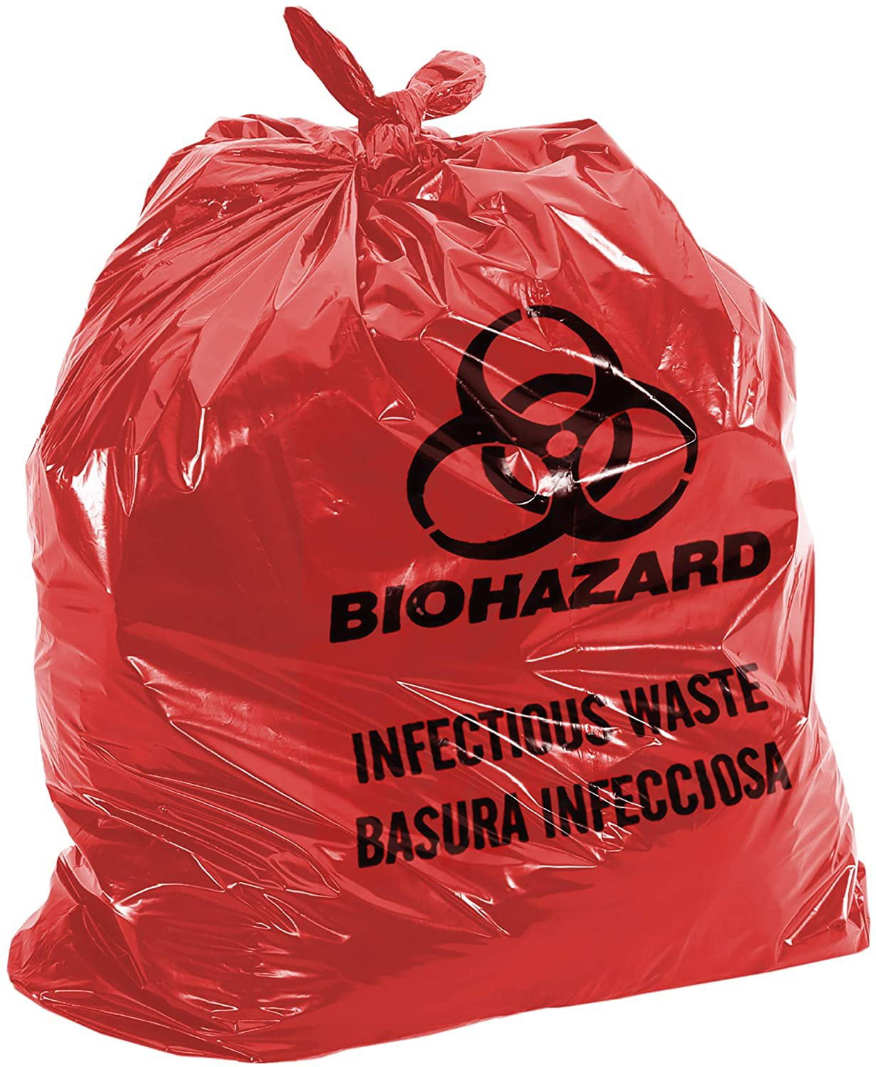 Wholesale Price APQ Pack of 25 Red Biohazard Waste Bag Liners 40 x 46 Disposable Plastic Lab Bags 40x46 Thickness 1.3 Mil Preprinted Poly Bags for Packing Trash Plastic Bags for Health Needs 
