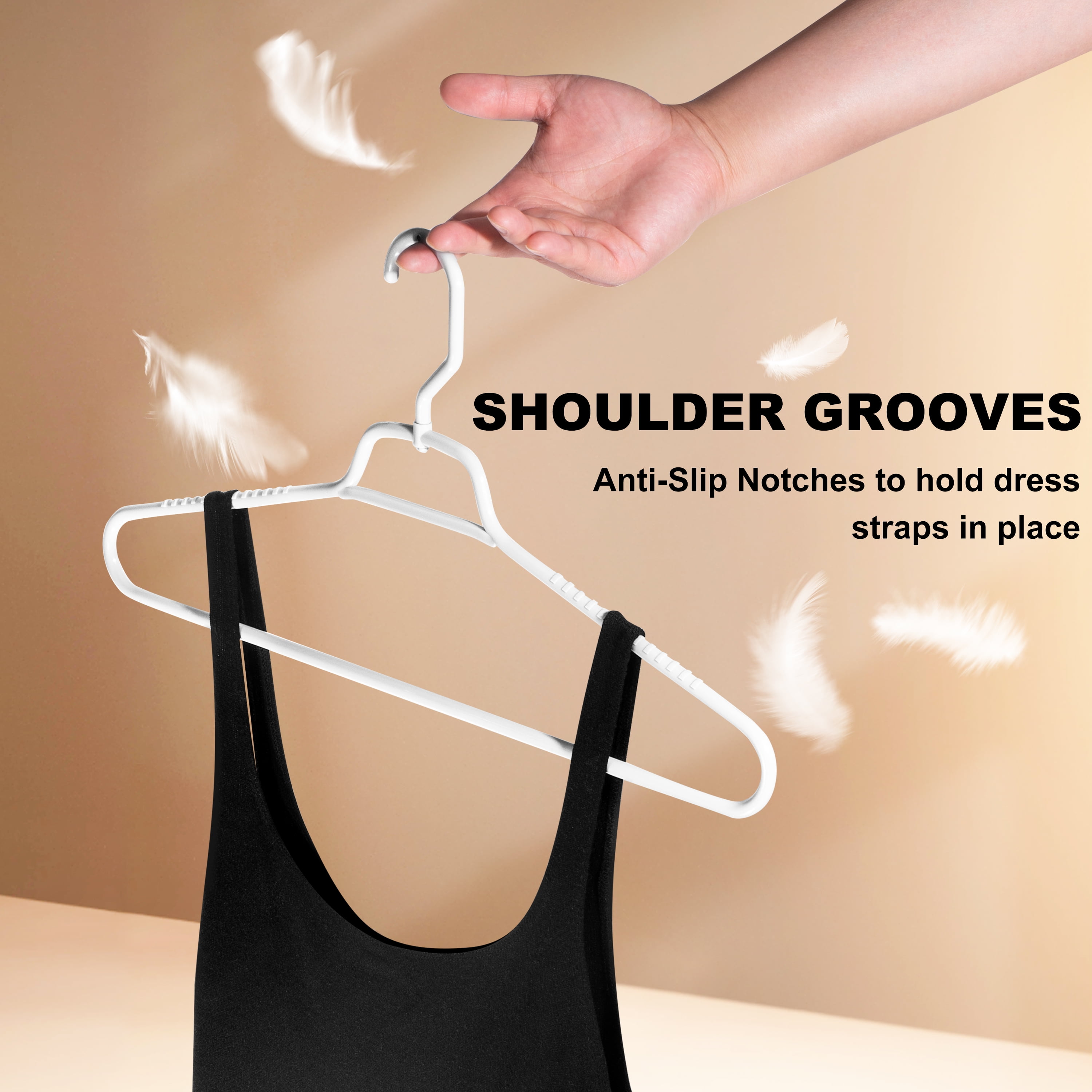Quality Hangers Heavy Duty White Plastic Hangers 120-Pack with Swivel Hook | 7mm Thick Non Slip Coat Hangers with Accessory Bar | Ideal Clothes Hangers Plastic for Everyday Use | 17 Inches 120, White