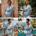 thumbnail image 2 of FOR U DESIGNS Whale Bird Clouds Print Dress and Shirts Couples Outfits Sets Linen-Look Casual Mens Button Down Shirt and Sleeveless Summer Dress with Pocket, 2 of 7