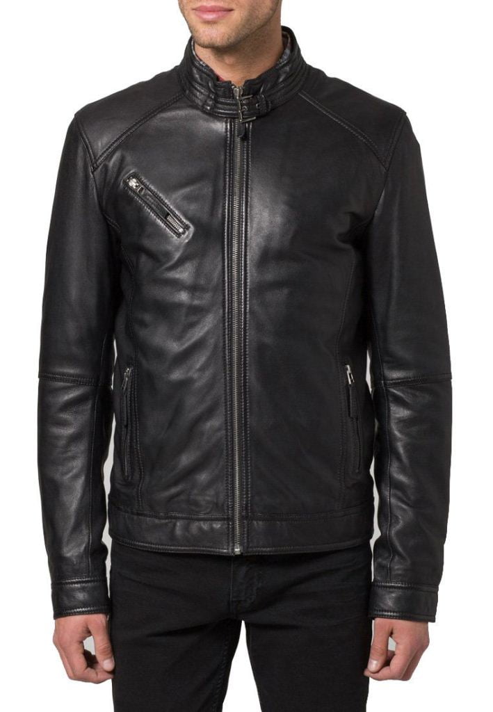 Noora Lambskin Black Leather Biker Jacket Club Outwear Jacket Warm