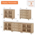 thumbnail image 4 of Mid Century Morden TV Stand for 100 Inch TV, 3-in-1 TV Console Table for 75/80/85/90 Inch TV, Entertainment Center with Glass Door & Drawer, Kitchen Sideboard Buffet Cabinet for Dining Room, Oak, 4 of 8