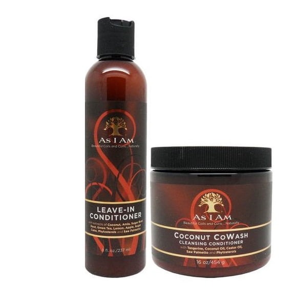 As I Am Leave-in Conditioner 8oz, Coconut Cowash Cleansing Conditioner 16oz "SET"