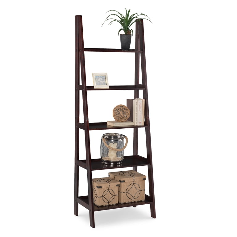 Linon Edson 5-Shelf Ladder Bookcase, 72 Inches, Espresso photo 2