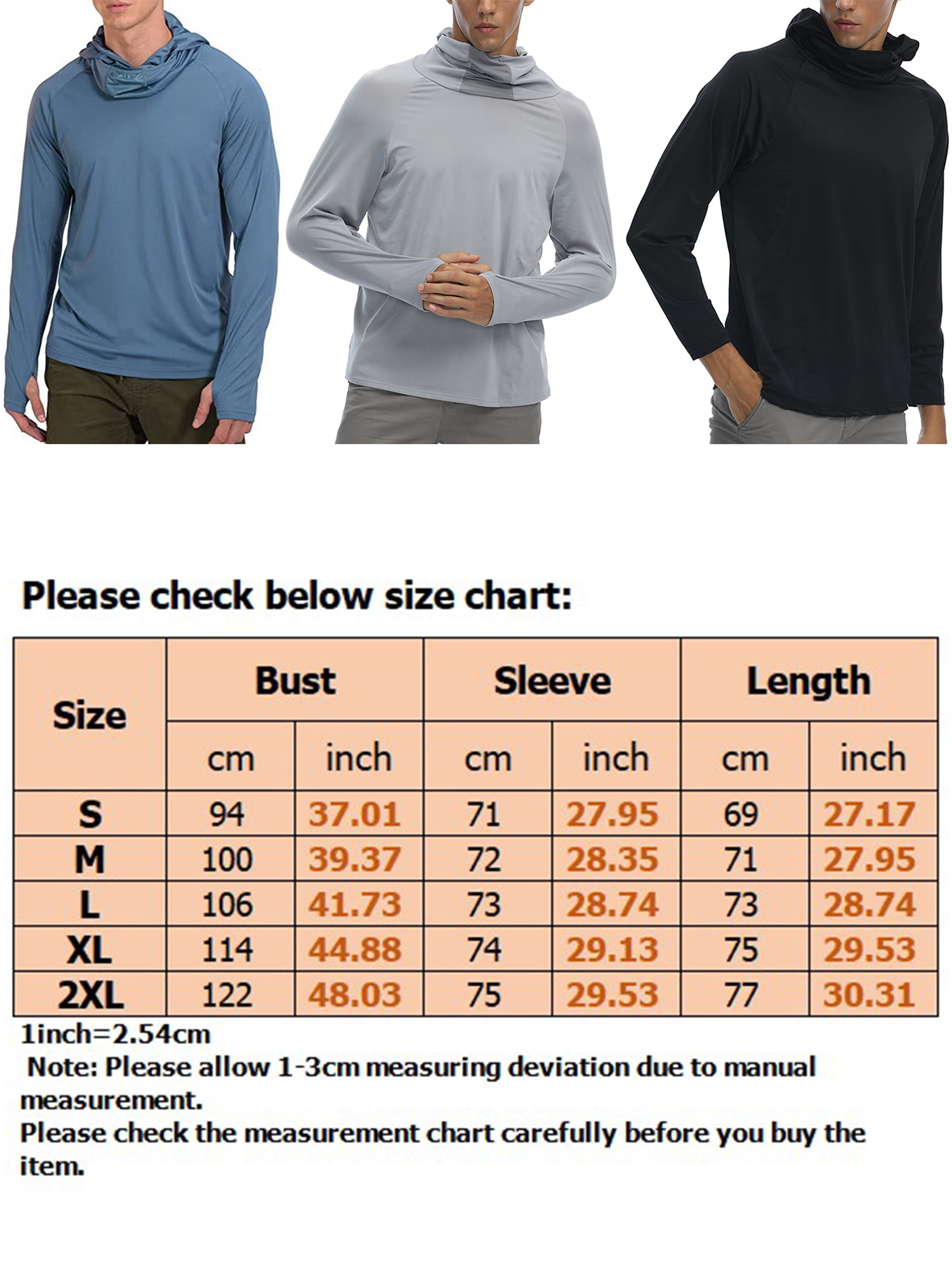 Niuer Breathable Fishing Shirts for Men UPF 50 with Gaiter Mask Sun Protection T-Shirt Summer Quick Dry Long Sleeve Fishing Hoodies Tops, Women's