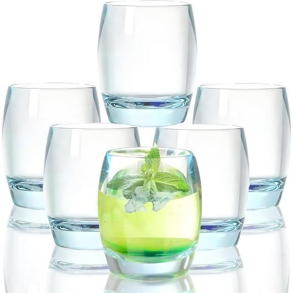 8 Oz Set of 6 Plastic Drinking Glasses Dishwasher Safe BPA Free Unbreakable Juice Glasses for Kids Shatterproof Wine Water Glasses Acrylic Tumblers (Light Blue)