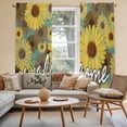 thumbnail image 2 of Spring Daisy Kitchen Curtain for Berdoom Living Room Cafe 72 Inch Length, Green Rustic Botanical Brown Yellow Florals Tiers Curtains Light Filtering Drapes Window Treatment 2 Panels 52"Wx72"L, 2 of 8