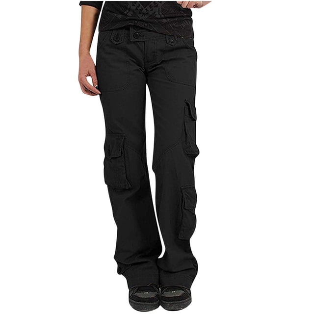 Womens Hiking Cargo Pants Joggers Casual Military Combat Tactical Pants High Rise Loose Work Trousers with Multi Pockets
