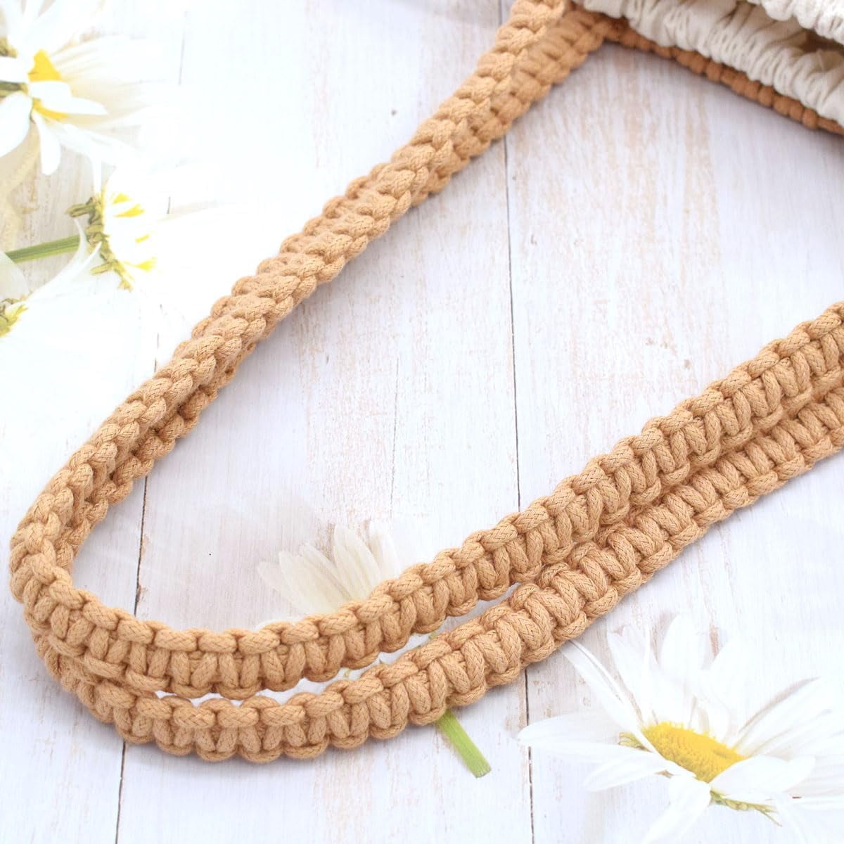 Boho Crochet Summer Handbag Handmade Cotton Rope Knit Shoulder Bags for Women Bohemia Tote for Travel