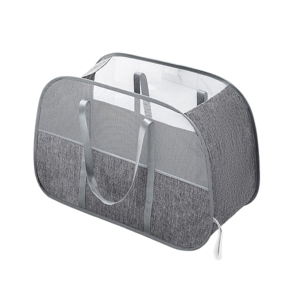 Foldable Laundry Basket with Shoulder Strap - Large-Capacity Mesh Hamper for Bedroom Storage, 26.77 x 17.7 x 12.20 in