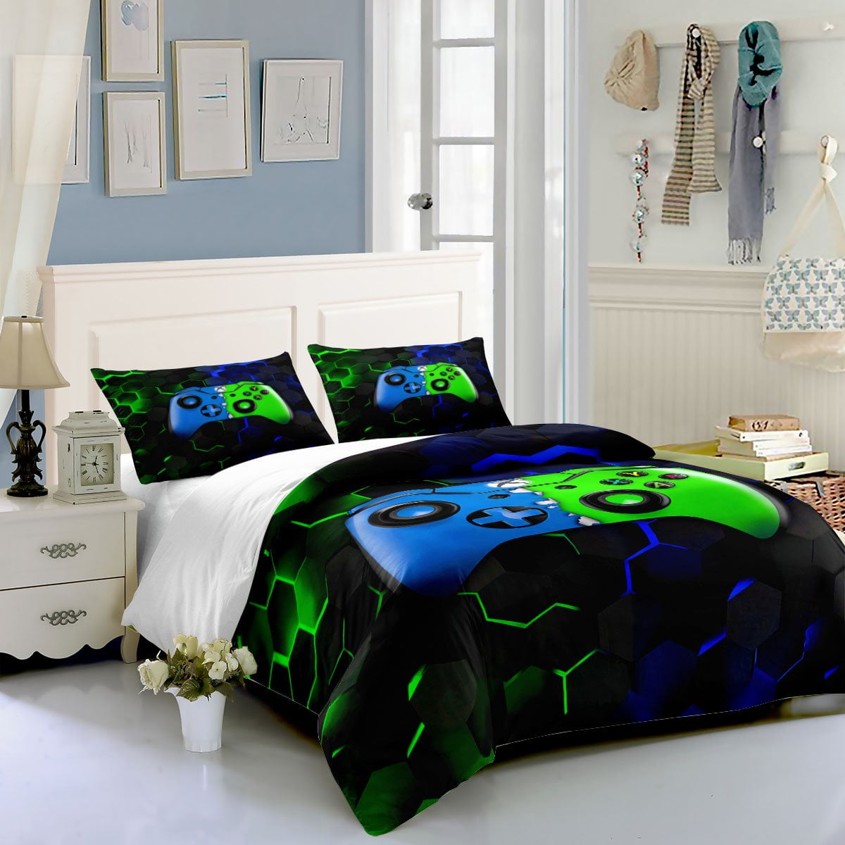 Gamer Comforter Set for Boys Kids Gaming Comforter Sets Gamepad Games Bedding Sets