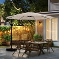 thumbnail image 2 of Costway 10 FT Solar Offset Hanging Umbrella with 96 Solar Multi-colored Flowing LED Lights Beige, 2 of 10