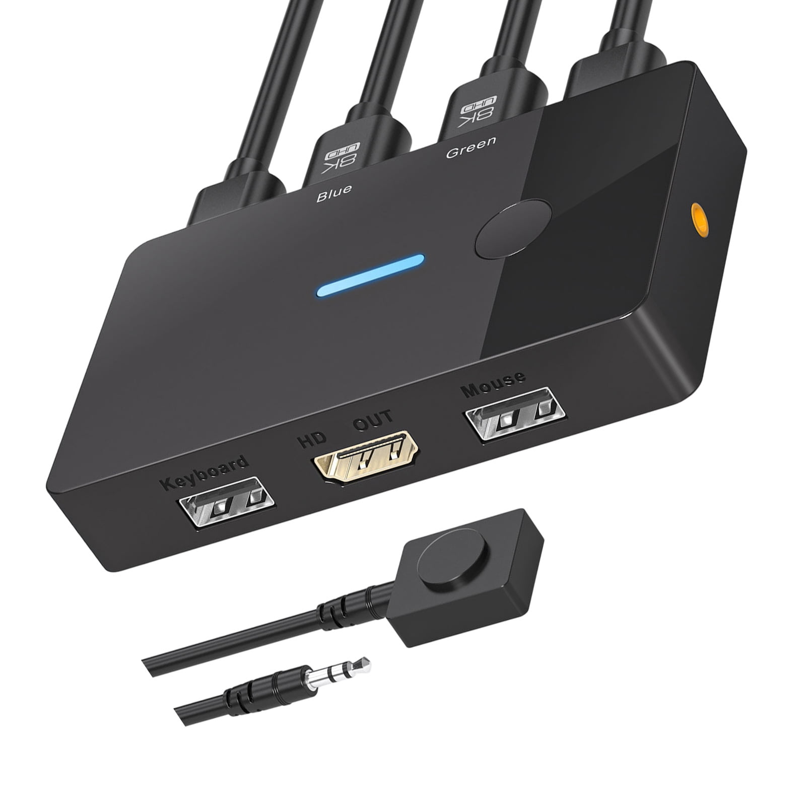 8K@60Hz Resolution HDTV KVM Switcher 1 Monitor 2 Computer Sharing Keyboard USB Plug and Play KVM Device Replacement