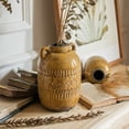 thumbnail image 5 of Rustic Reach 10.2” Handmade Yellow Brown Ceramic Vase, 5 of 7