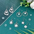 thumbnail image 6 of 1box 12 Pairs 4 style Glass Blank Dome Dangle Earrings Twist Triangle & Ring & Square 304 Stainless Steel Earrings for Women Stainless Steel color 304 Stainless Steel, 6 of 8
