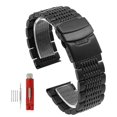 thumbnail image 3 of Stainless Steel Mesh Bracelet for Seiko Solid Deployment Buckle Diving Watch Band Brushed Polished Business Straps 18/20/22/24mm, 3 of 5