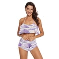 thumbnail image 2 of Ckdifva Purple Seashells Striped Womens High Waisted Bikini Set Two Piece Swimsuit Bathing Suits, 2 of 5