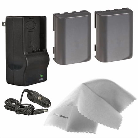 Canon EOS Rebel XTi High Capacity Intelligent Batteries (2 Units) + AC/DC Travel Charger + Nwv Direct Microfiber Cleaning Cloth.