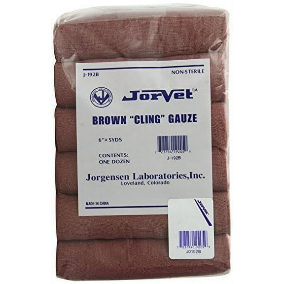 JorVet Brown Cling Gauze, 6" x 5 Yards, 12 Rolls