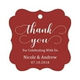 thumbnail image 1 of Darling Souvenir Custom Names Thank You For Celebrating With Us Wedding Hang Tags Personalized Party Tags-Maroon-100 Tags, 1 of 1