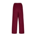 thumbnail image 6 of Plebaso Women's Fuzzy Fleece Pants Elastic High Waist Wide Leg Pants Soft Thermal Plush Pajama Trousers, 6 of 7