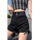 thumbnail image 4 of Pantalones cortos de cintura alta para mujer Cordón lateral Versátil Ajuste delgado Pantalones cortos casuales para mujer para verano Negro M, 4 of 12