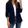 thumbnail image 2 of JOANKDMI Casual Open Front Blazers for Women Ruched 3/4 Sleeve Lapel Cardigan Tops Lightweight Business Office Work Jackets Outerwear Everyday Wear Basic Suits, 2 of 9