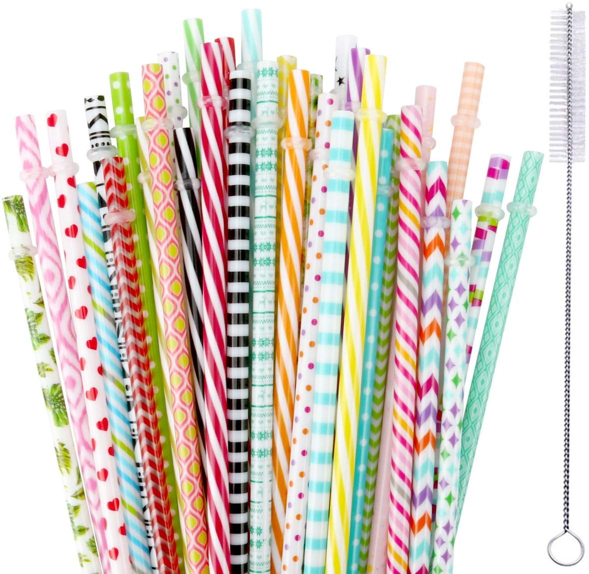 ?35 Packs?Reusable Plastic Straws,MCIRCO Multicolored 9 Inch Thick