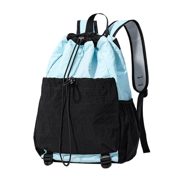 Mochila con cordón ajustable, bolsa de transporte, mochila multifuncional y ligera para bádminton Azul Negro