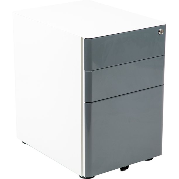 Modern 3 Drawer Mobile Locking Filing Cabinet White With Charcoal Faceplate Walmart Com Walmart Com
