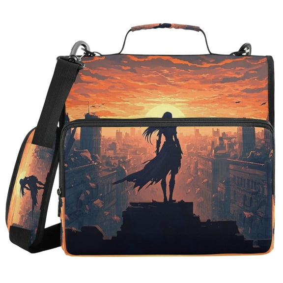 Water-Resistant 3-Ring Binder Organizer with Multiple Pockets Zipper Binder Bag for Office Elven Woman