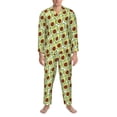 thumbnail image 3 of Cauagu Avocado Print Men's Long-Sleeve Pajama Set,Soft Button-Front 2Pjs for Men Long Sleeve Men’s Sleepwear-Large, 3 of 7