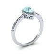 thumbnail image 2 of SuperJeweler 1 Carat Pear Shape Aquamarine and Halo Diamond Ring In Sterling Silver For Women, 2 of 6