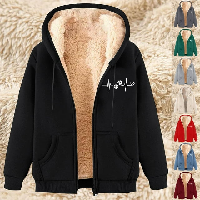 Sentmoon Manteaux pour Femmes Grande Taille avec Imprimé Vestes pour Femmes Manches Longues à Capuche Vêtements pour Femmes Automne et Hiver Respirant pour la Randonnée et l'Escalade Rouge m