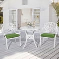 thumbnail image 7 of MEETWARM 3 Piece Patio Bistro Set, Outdoor All-Weather Cast Aluminum Dining Furniture Set Includes 2 Chairs and a 31” Round Table with Umbrella Hole for Garden Deck, White, 7 of 7
